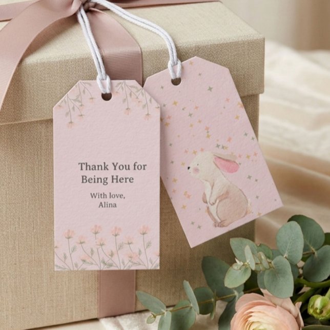 Étiquette de faveur personnalisée Lapin Rose pour  (Créateur téléchargé)