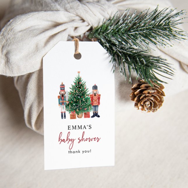 Étiquette de faveur pour Baby Shower Casse-Noisett (Nutcracker Baby Shower Gift Tag by Painted Paperie)