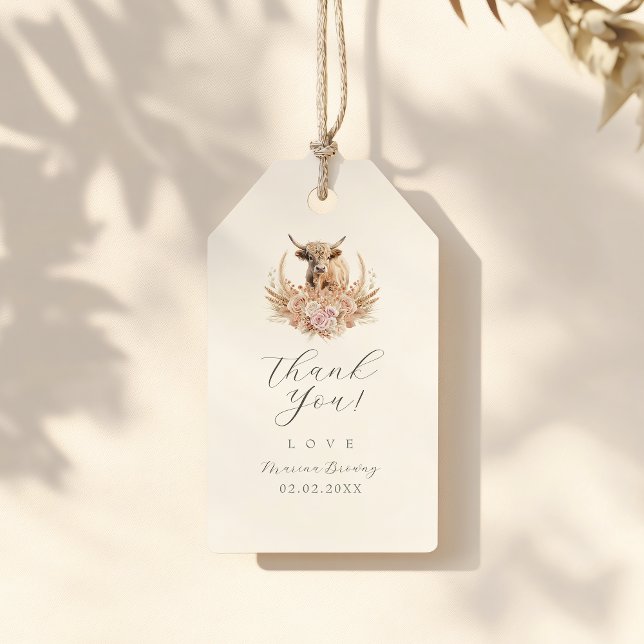 Étiquette de faveur pour baby shower de veau Highl (Créateur téléchargé)