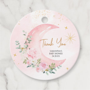 Étiquette de faveur ronde pour Baby Shower Lune Ro