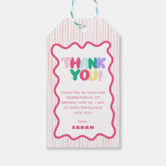 Étiquette de faveur rose pour 1er anniversaire ray