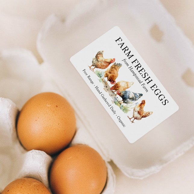 Étiquette de Ferme d'Œufs Frais de Poules (Créateur téléchargé)