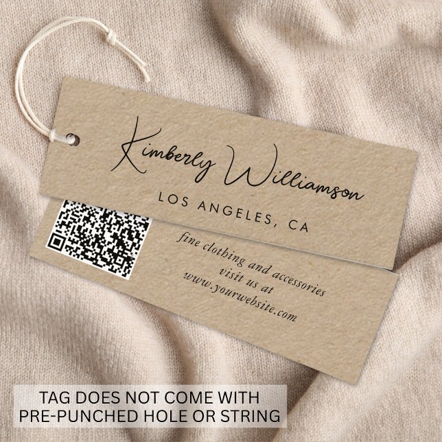 Étiquette de fermeture en papier Kraft Code QR Chi (Empower your name in our signature script as your logo and brand identity)