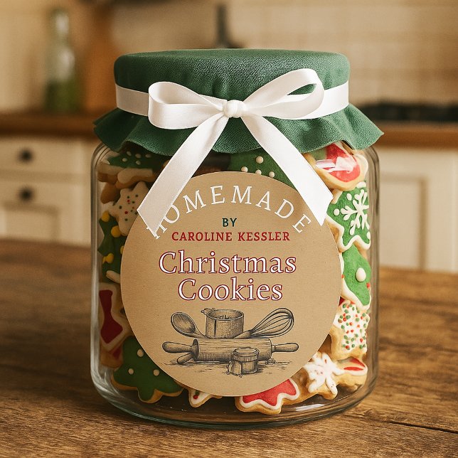 Étiquette de feuilles pour biscuits de Noël faits  (Créateur téléchargé)