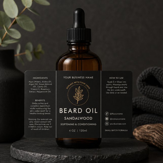 Étiquette de flacon compte-gouttes d'huile à barbe (Créateur téléchargé)