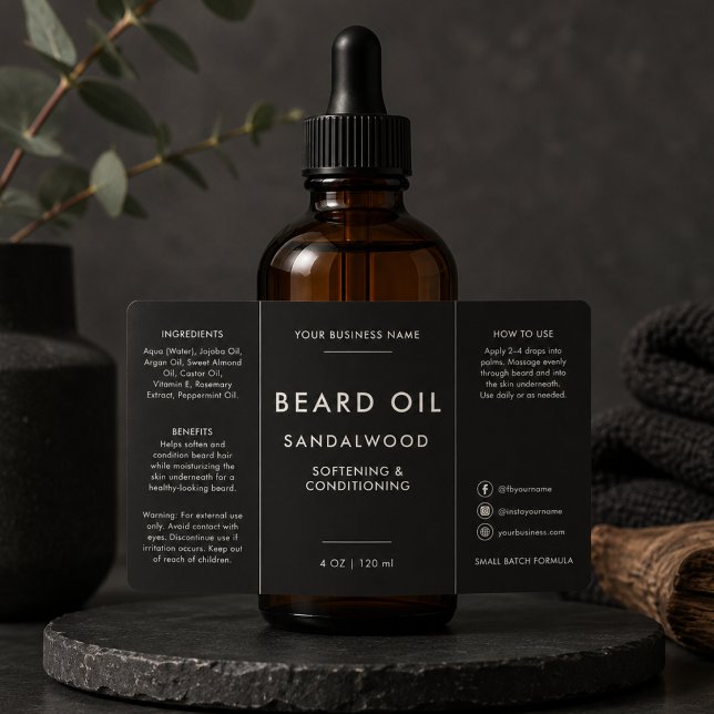 Étiquette de flacon compte-gouttes d'huile à barbe (Créateur téléchargé)
