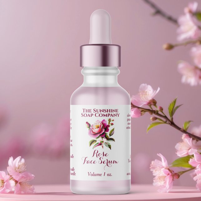 étiquette de flacon compte-gouttes Rose Blanche 2, (Créateur téléchargé)