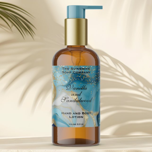 Étiquette de flacon de cosmétiques à marbre bleu e (Créateur téléchargé)