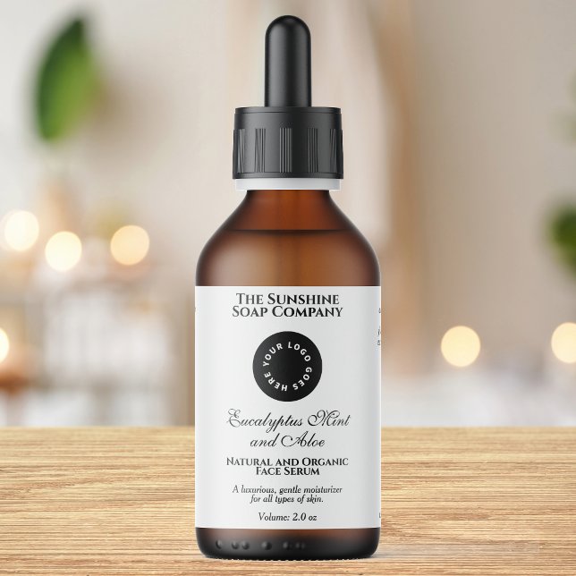 Étiquette de flacon de cosmétiques blanc avec logo (Créateur téléchargé)