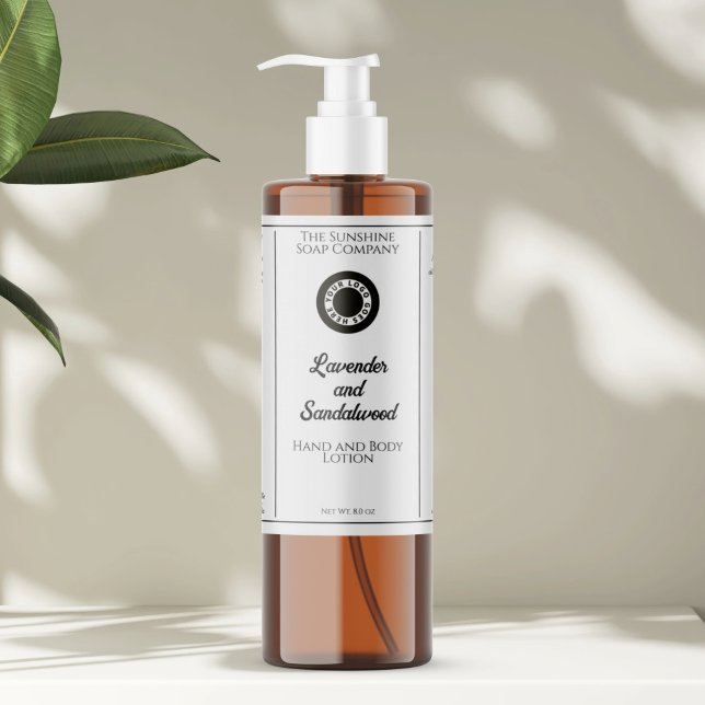 Étiquette de flacon de cosmétiques blanc avec logo (Créateur téléchargé)