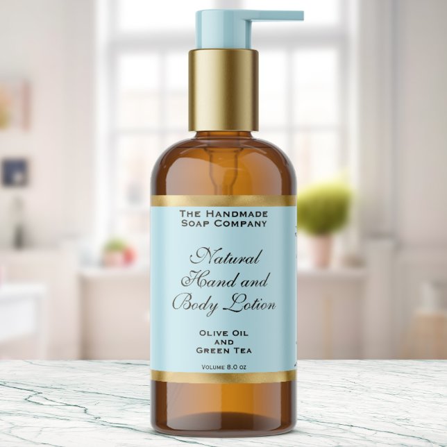 Étiquette de flacon de cosmétiques en bleu pâle et (Créateur téléchargé)