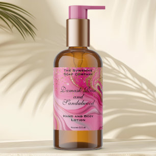 Étiquette de flacon de cosmétiques en marbre rose