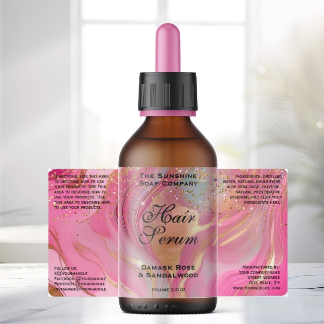 Étiquette de flacon de cosmétiques en or rose pail (Créateur téléchargé)