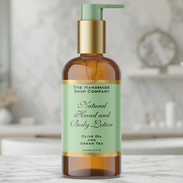 Étiquette de flacon de cosmétiques vert olive et f (Créateur téléchargé)