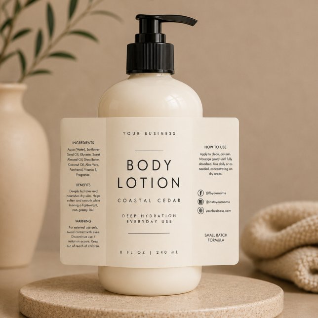 Étiquette de flacon de Lotion Corporelle Neutre 8o (Créateur téléchargé)