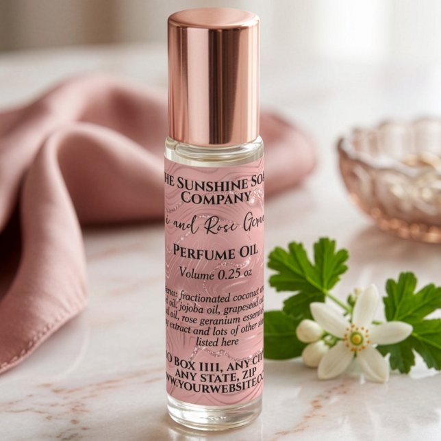 Étiquette de flacon de parfum à bille avec feuille (Créateur téléchargé)