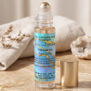 Étiquette de flacon de parfum à bille en faux or e