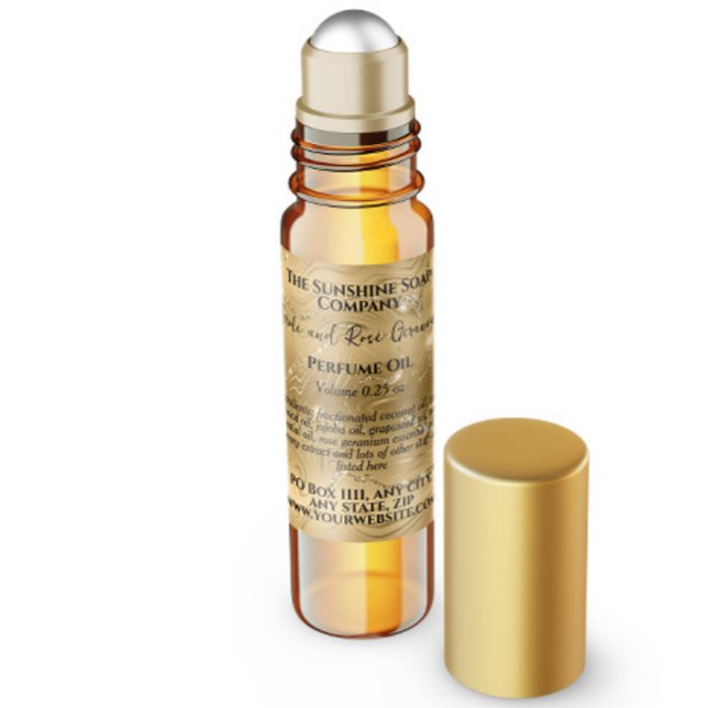 Étiquette de flacon de parfum à bille en or et pai (Créateur téléchargé)