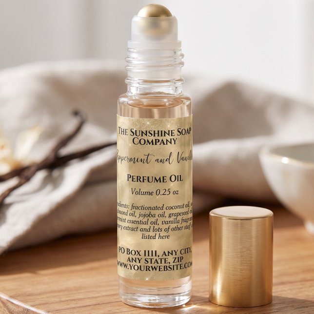 étiquette de flacon de parfum à bille Gold Sparkle (Créateur téléchargé)