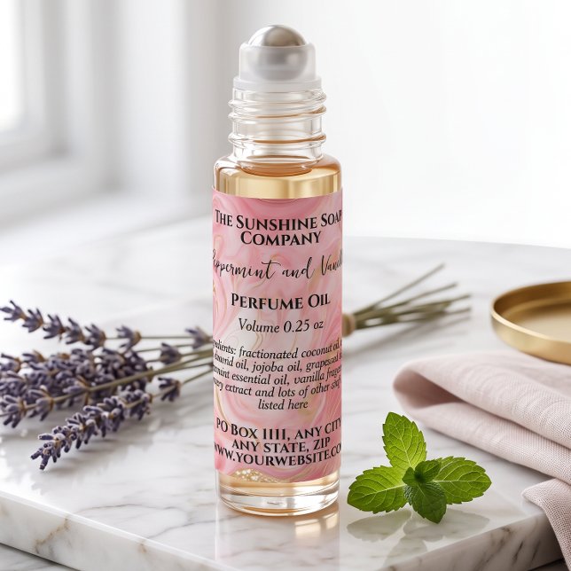 Étiquette de flacon de parfum rose et or délicat (Créateur téléchargé)