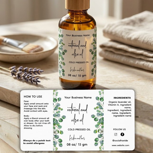Étiquette de flacon d'huile essentielle d'eucalypt (Créateur téléchargé)