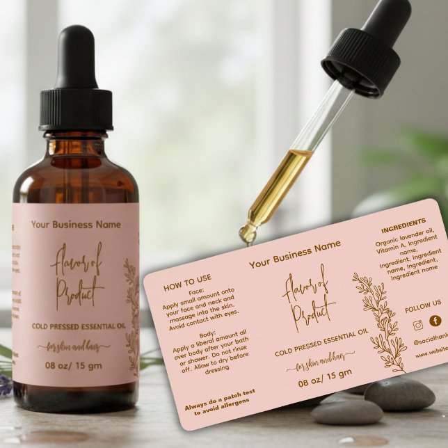 Étiquette de flacon d'huile essentielle rose Botan (Créateur téléchargé)