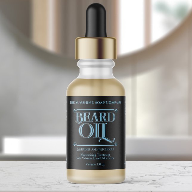 Étiquette de flacon d'huile pour barbe noire vinta (Créateur téléchargé)