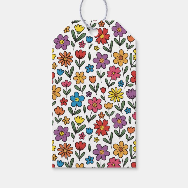 Étiquette de fleurs printanières colorées et migno (Devant)