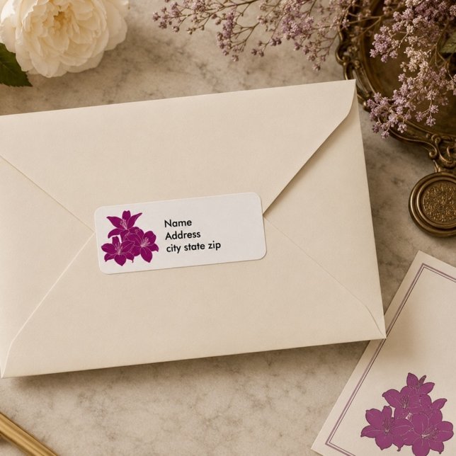 Étiquette de fleurs tropicales violettes (Créateur téléchargé)