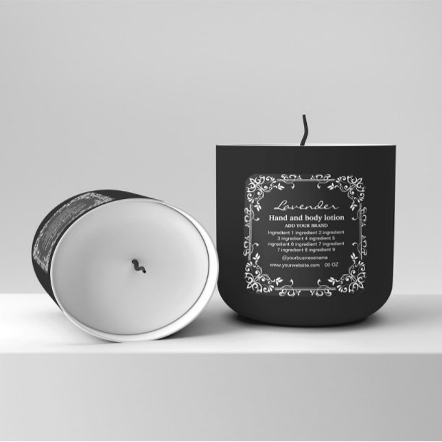 Étiquette de fond noir avec cadre blanc décoratif (Créateur téléchargé)