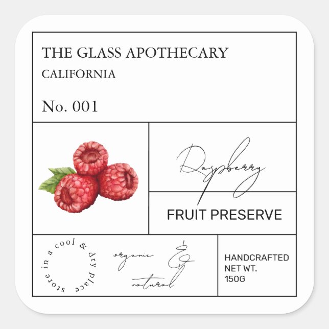 Étiquette de framboise apothecaire (Devant)
