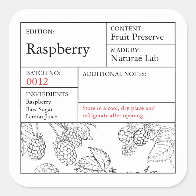 étiquette de framboise de l'Apothicairerie Noir &  (Devant)