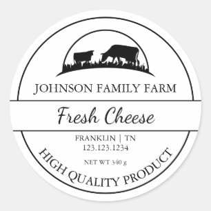 Étiquette de fromage frais de ferme
