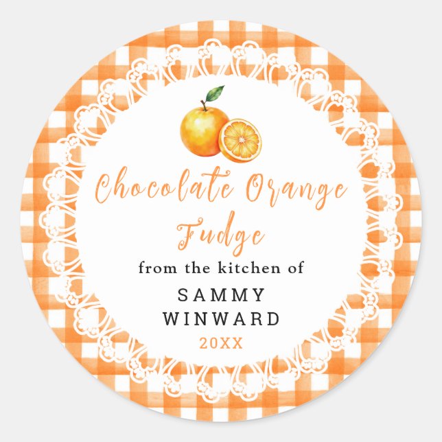 Étiquette de Fudge au Chocolat et à l'Orange Faite (Devant)