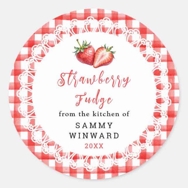 Étiquette de Fudge aux Fraises Maison (Devant)