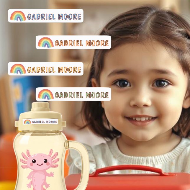 Étiquette de garde d'enfants Cute Rainbow Nom d'en (Créateur téléchargé)