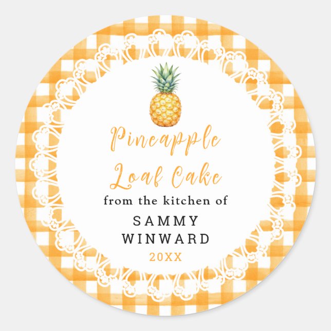 Étiquette de gâteau au pain d'ananas fait maison (Devant)