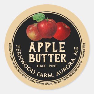 Étiquette de gelée de confiture de beurre de pomme