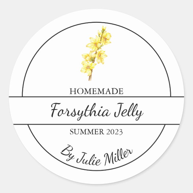 Étiquette de gelée de Forsythia maison simple (Devant)