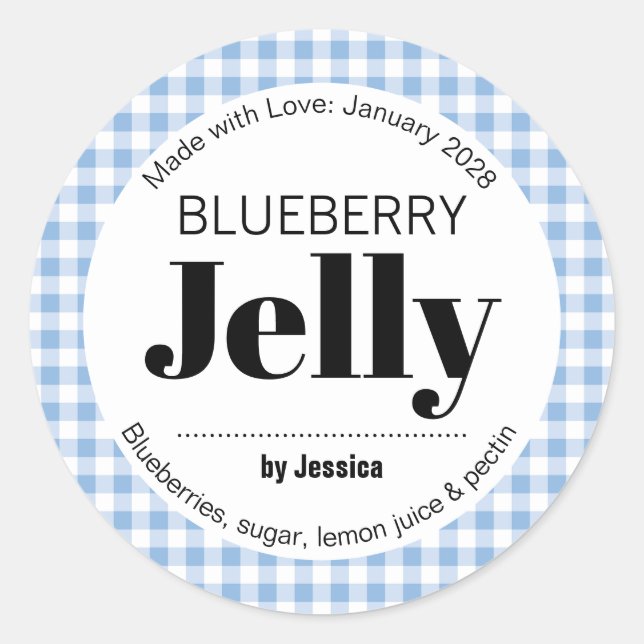 Étiquette de gelée Gingham personnalisable (Devant)