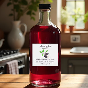Étiquette de Gin de Prunelle fait avec amour