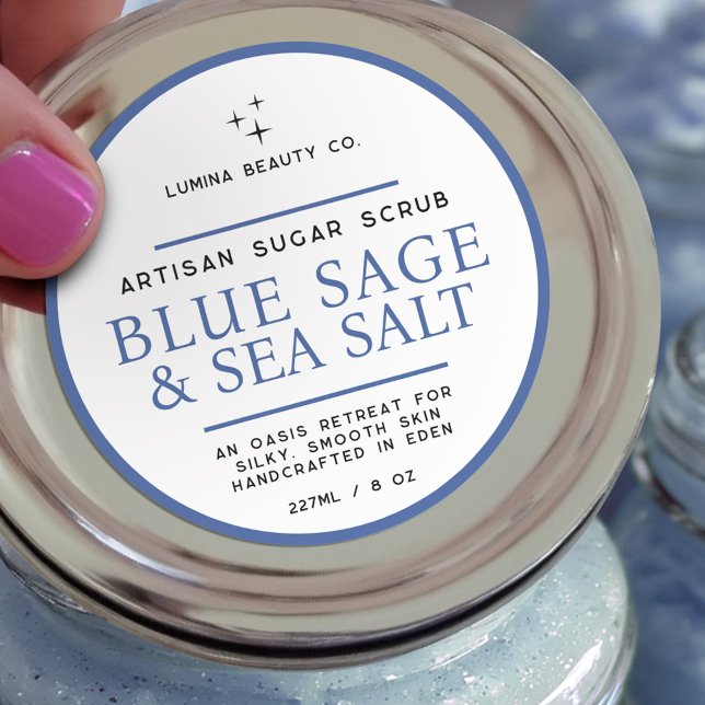 Étiquette de gommage au sucre simple sauge bleue b (Créateur téléchargé)