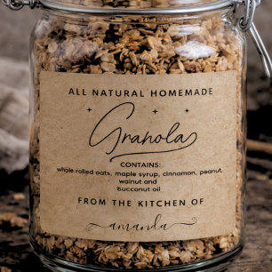 Étiquette de granola maison kraft rustique Script