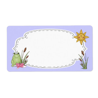 Étiquette de grenouilles et de cattails