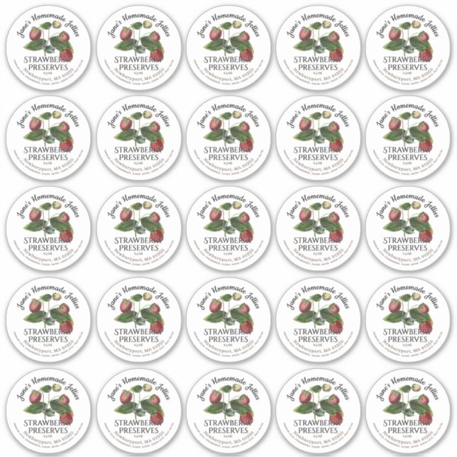 étiquette de jam à fraise de 2,5 pouces et Étiquet (Devant)