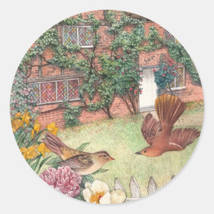 Étiquette de jardin de chalets illustrés