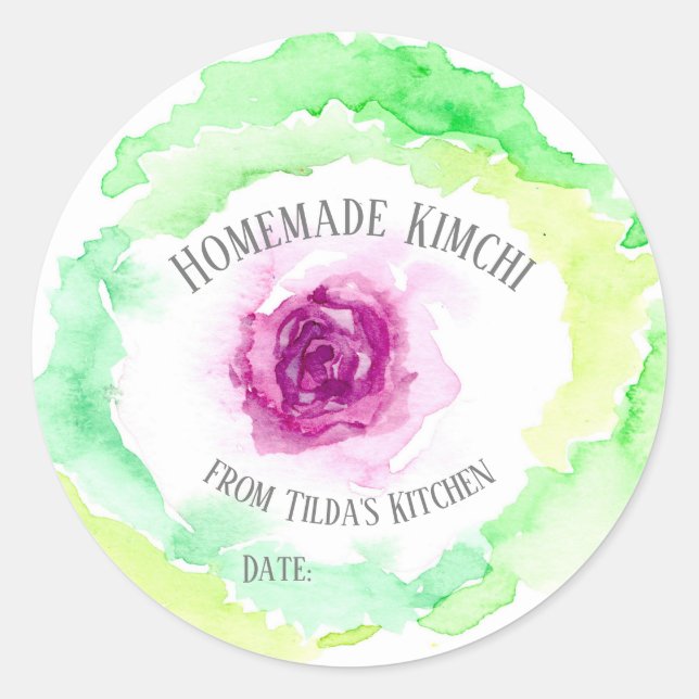 Étiquette de jarre de canne à chou Kimchi maison (Devant)