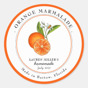Étiquette de jarre de marmelade d'orange vintage p
