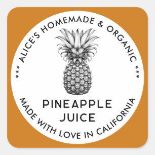 Étiquette de jus d'ananas en noir et blanc