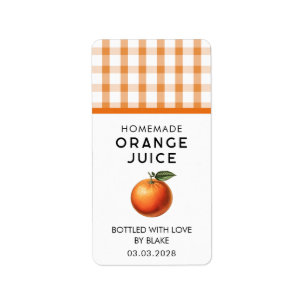 Étiquette de jus d'orange fait maison avec motif à